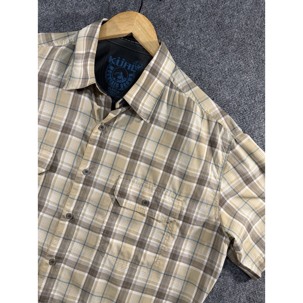 Kuhl Stealth Eluxur Short Sleeve Shirt Men's XL Snap Down Brien Plaid Hike Camp